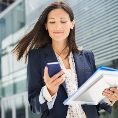 A businesswoman on the phone